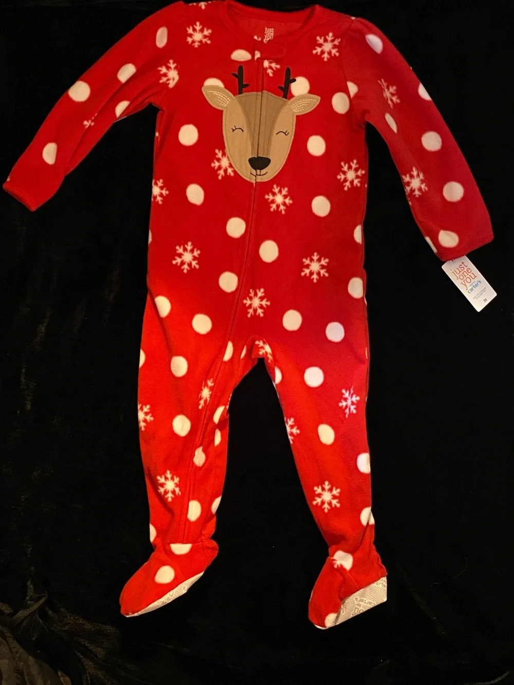 Just One You by Carter's Red 3T Holiday Fleece Snap Pajamas